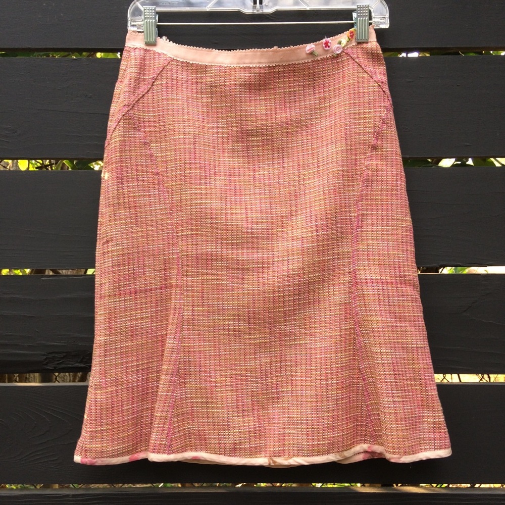 Tweed trumpet pink peach skirt vintage like